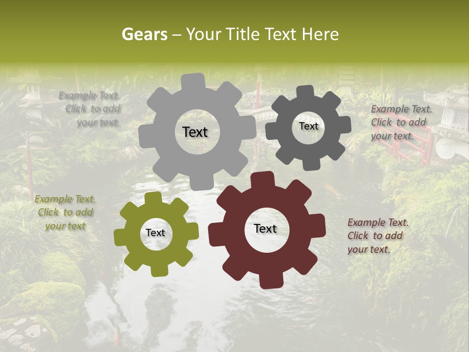 A Pond With A Bridge In The Middle Of It PowerPoint Template