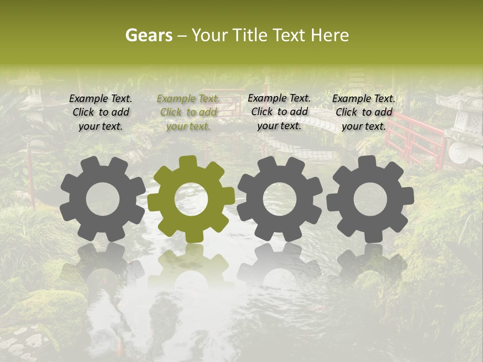 A Pond With A Bridge In The Middle Of It PowerPoint Template