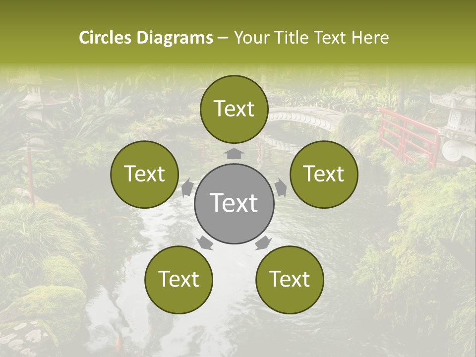 A Pond With A Bridge In The Middle Of It PowerPoint Template