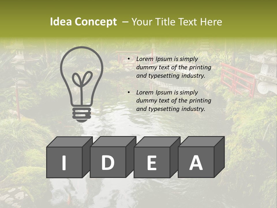 A Pond With A Bridge In The Middle Of It PowerPoint Template