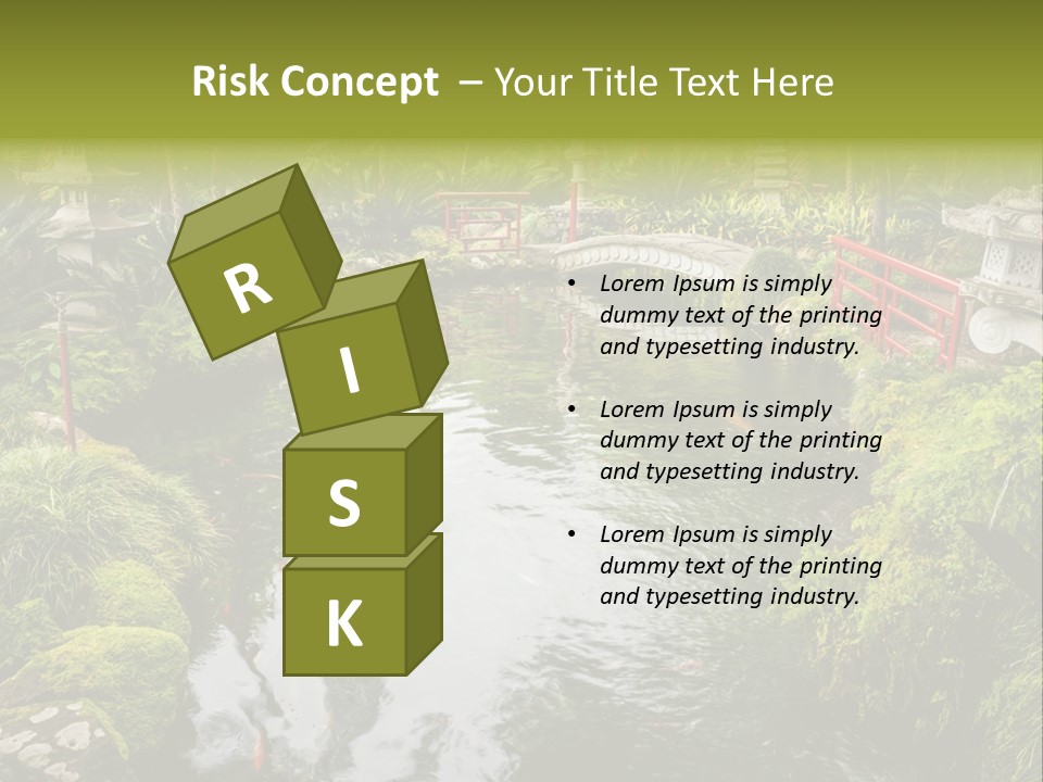 A Pond With A Bridge In The Middle Of It PowerPoint Template