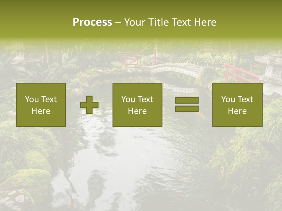 A Pond With A Bridge In The Middle Of It PowerPoint Template