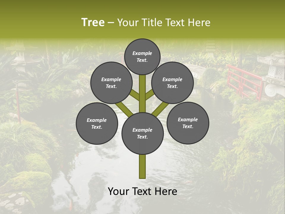 A Pond With A Bridge In The Middle Of It PowerPoint Template