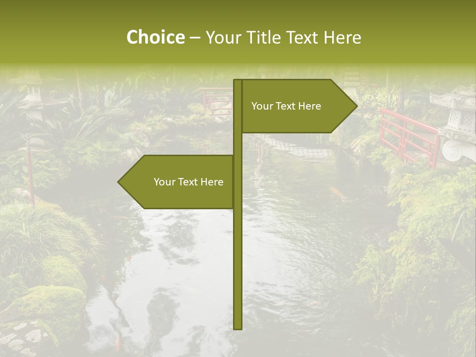 A Pond With A Bridge In The Middle Of It PowerPoint Template