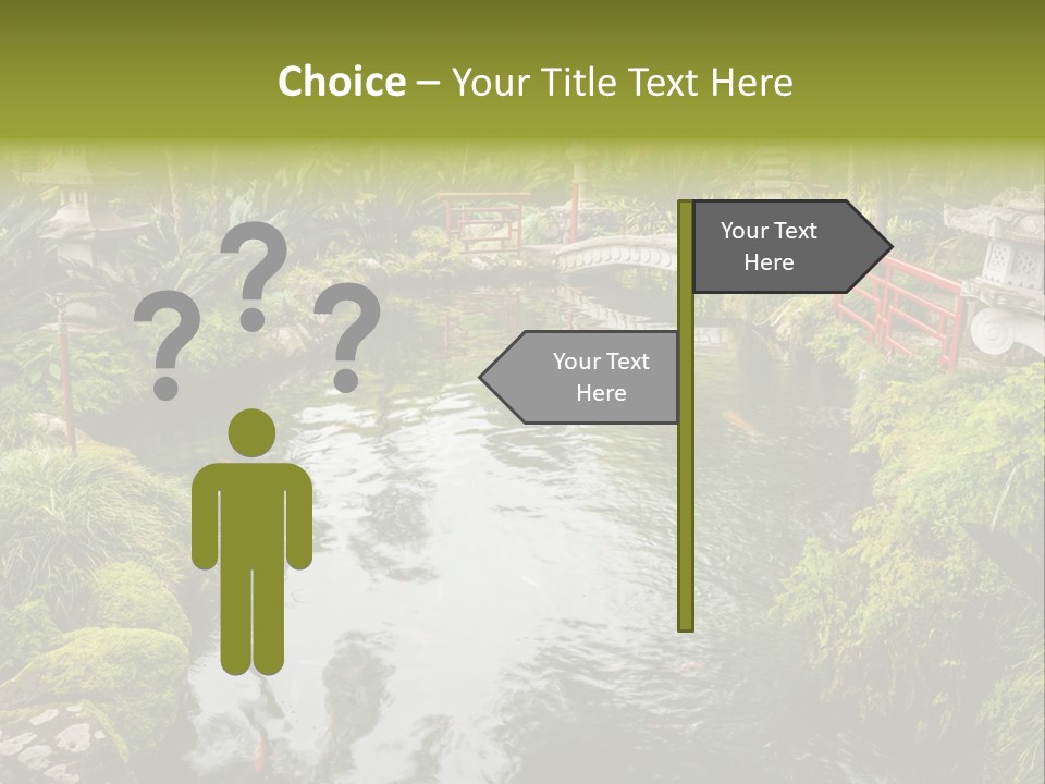 A Pond With A Bridge In The Middle Of It PowerPoint Template