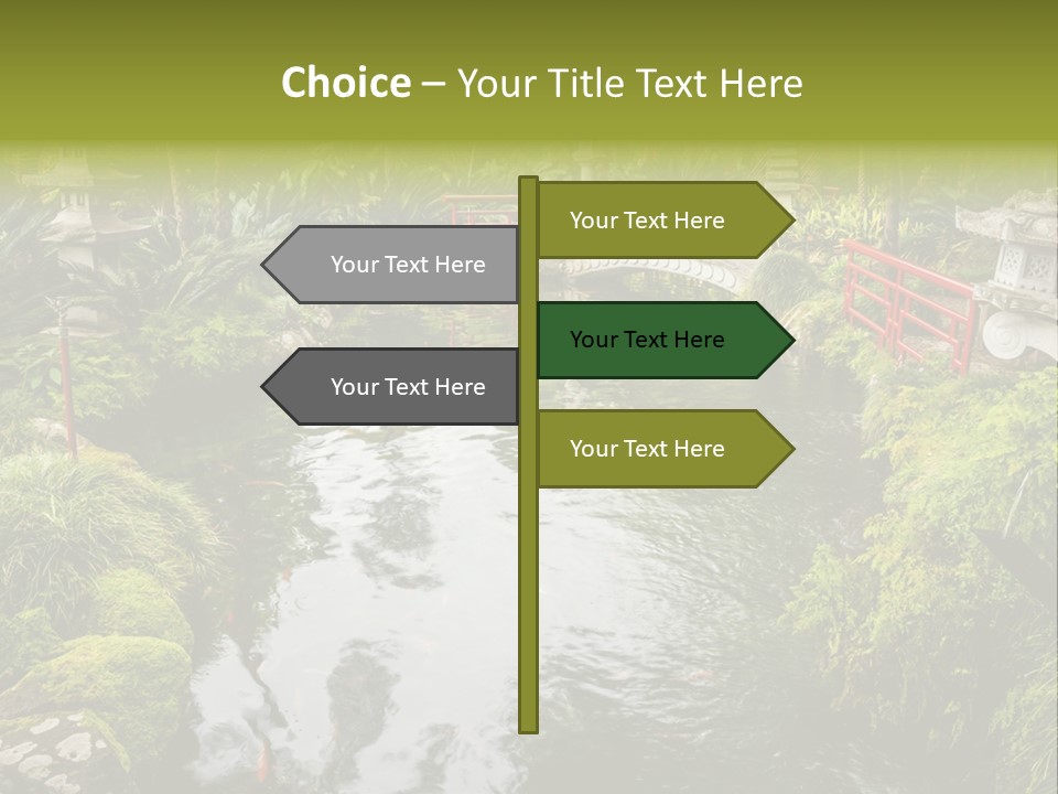 A Pond With A Bridge In The Middle Of It PowerPoint Template