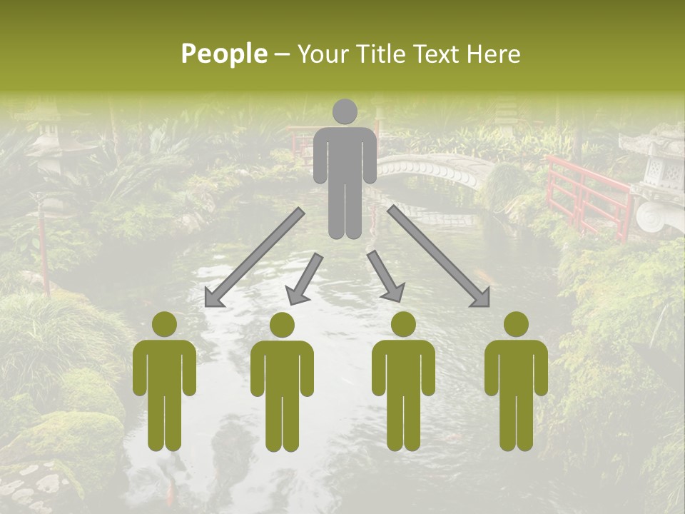 A Pond With A Bridge In The Middle Of It PowerPoint Template