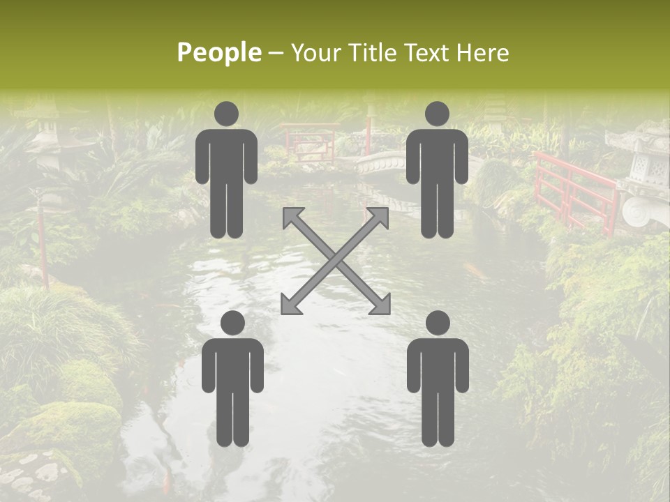 A Pond With A Bridge In The Middle Of It PowerPoint Template