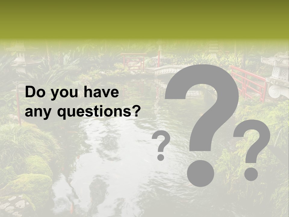 A Pond With A Bridge In The Middle Of It PowerPoint Template