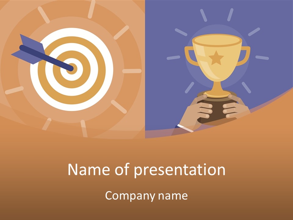 A Person Holding A Trophy In Front Of A Target PowerPoint Template