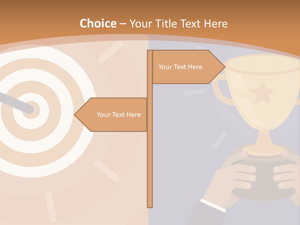 A Person Holding A Trophy In Front Of A Target PowerPoint Template