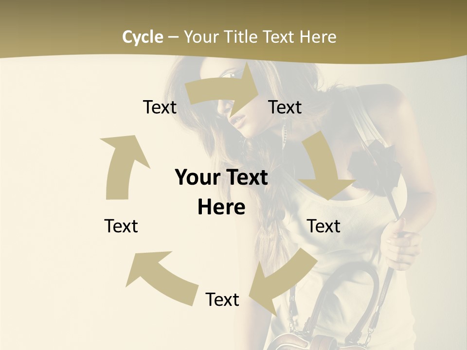 A Beautiful Woman Holding A Brown Purse Powerpoint Template PowerPoint Template