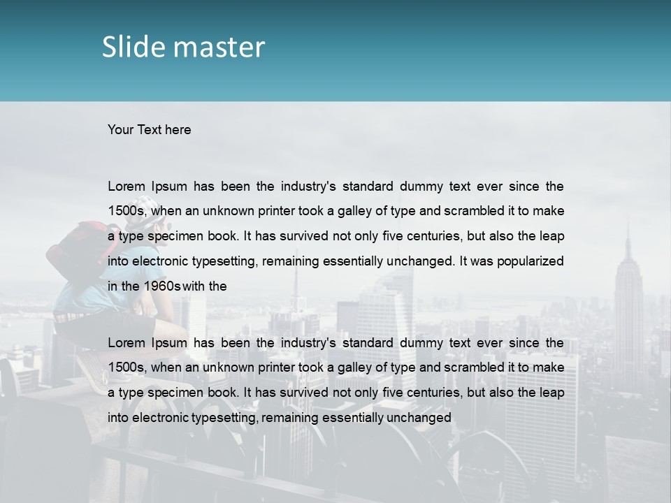 A Person Standing On Top Of A Building With A Backpack PowerPoint Template