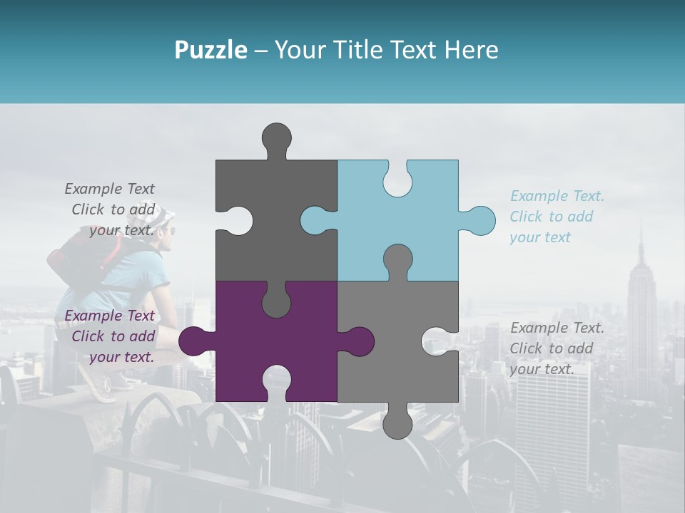 A Person Standing On Top Of A Building With A Backpack PowerPoint Template