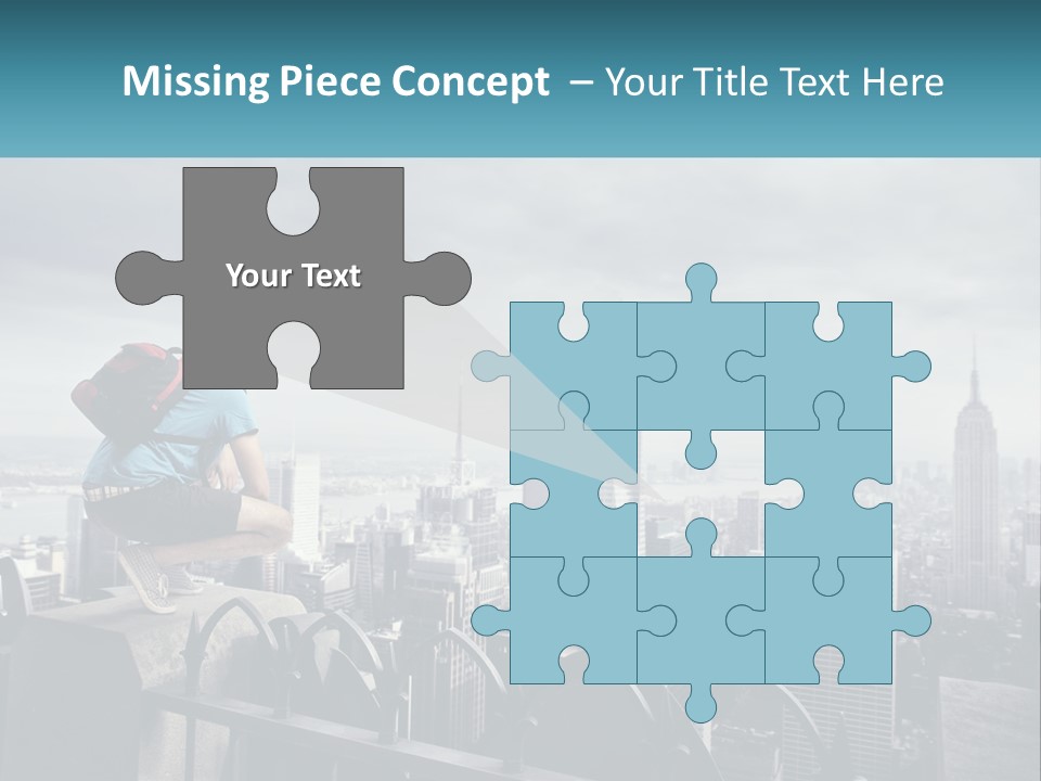 A Person Standing On Top Of A Building With A Backpack PowerPoint Template