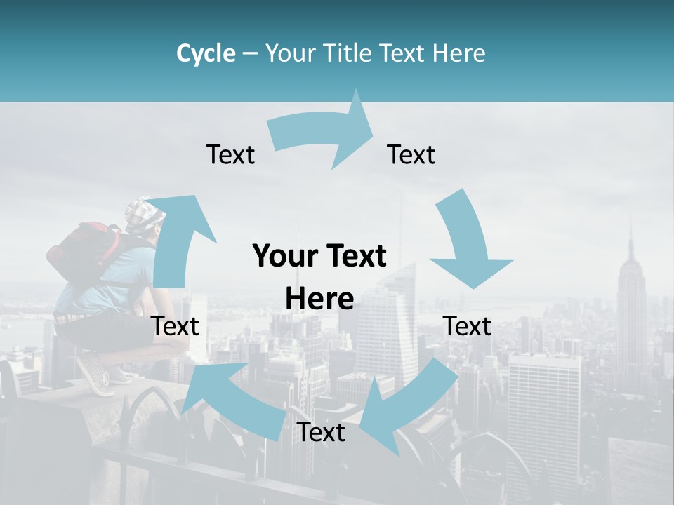 A Person Standing On Top Of A Building With A Backpack PowerPoint Template