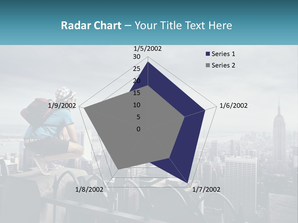 A Person Standing On Top Of A Building With A Backpack PowerPoint Template