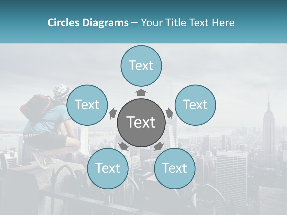 A Person Standing On Top Of A Building With A Backpack PowerPoint Template