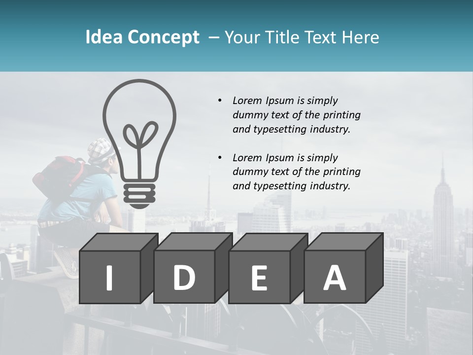 A Person Standing On Top Of A Building With A Backpack PowerPoint Template