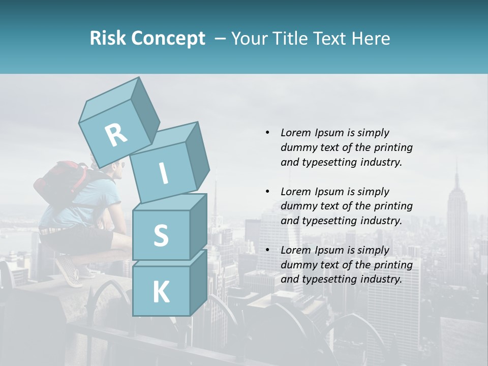 A Person Standing On Top Of A Building With A Backpack PowerPoint Template