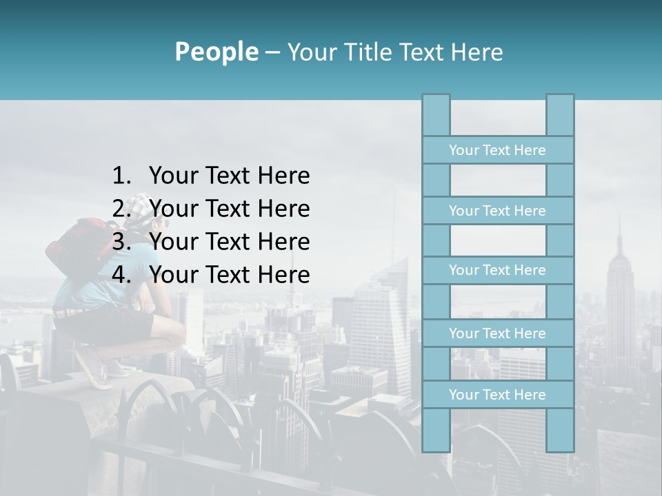 A Person Standing On Top Of A Building With A Backpack PowerPoint Template