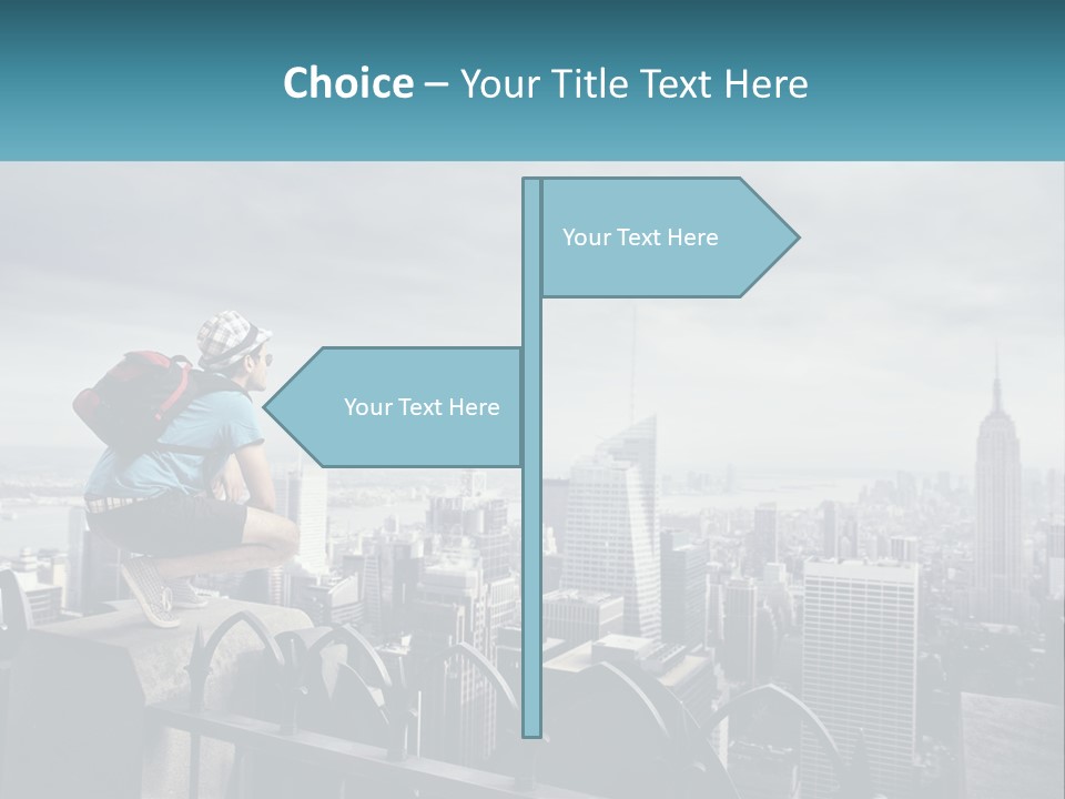 A Person Standing On Top Of A Building With A Backpack PowerPoint Template