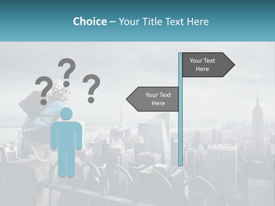 A Person Standing On Top Of A Building With A Backpack PowerPoint Template