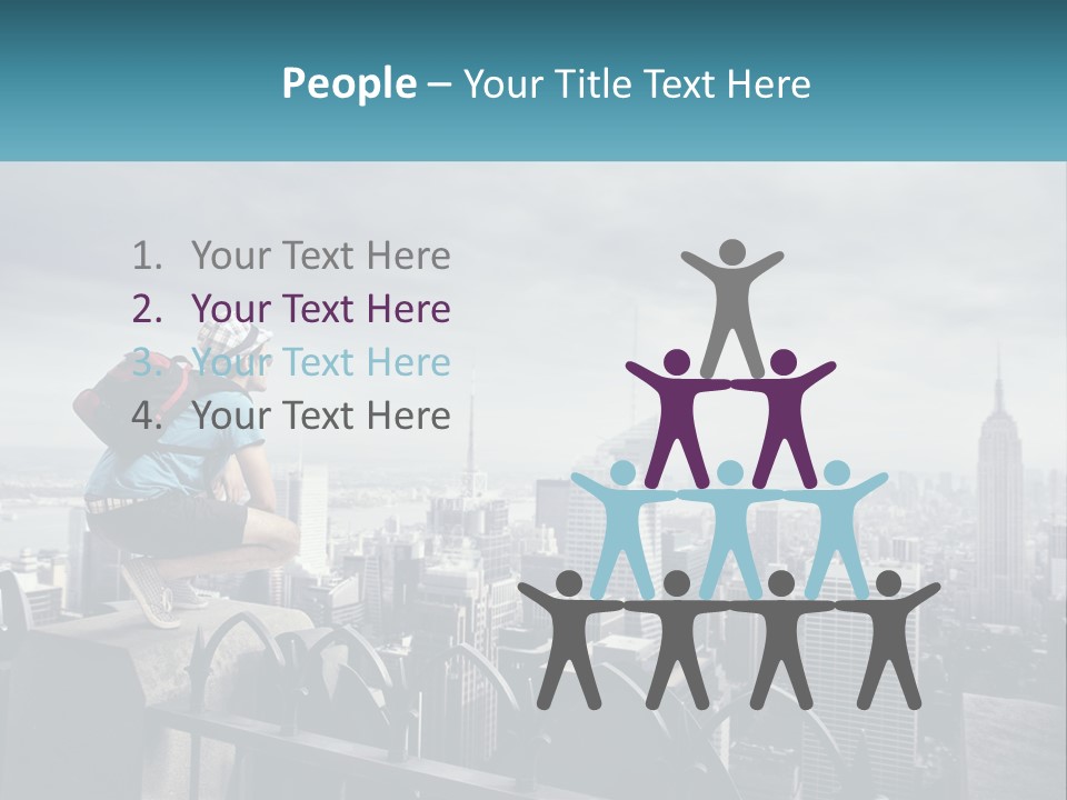 A Person Standing On Top Of A Building With A Backpack PowerPoint Template