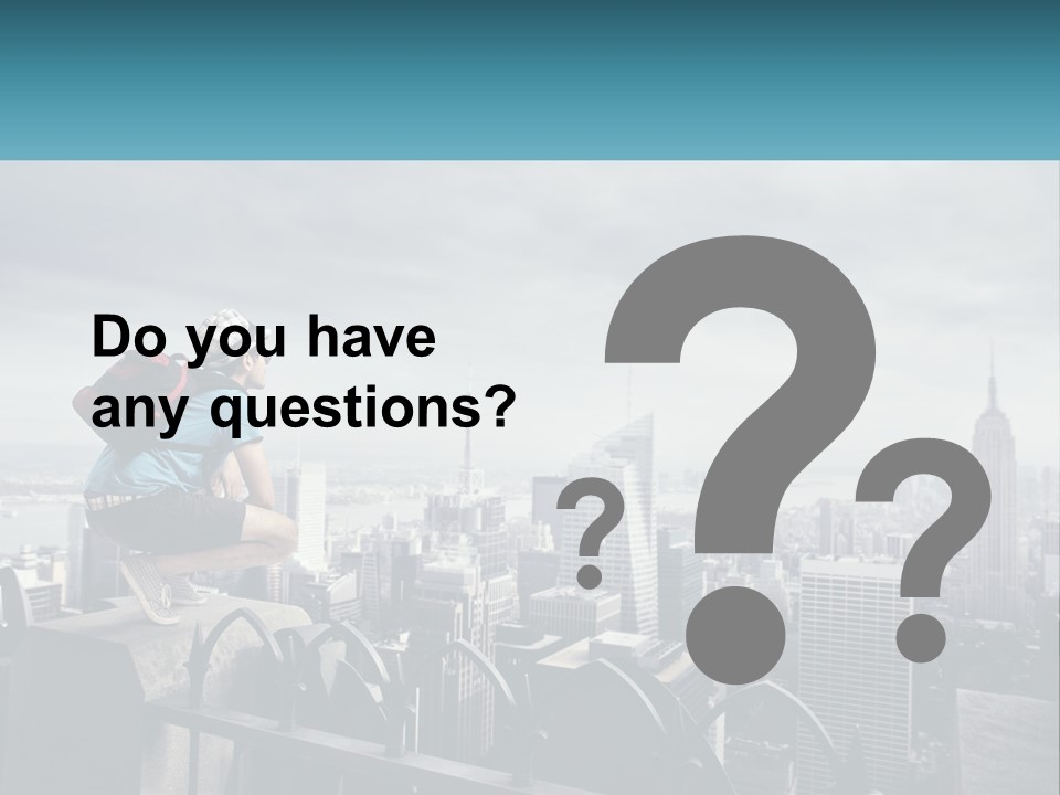 A Person Standing On Top Of A Building With A Backpack PowerPoint Template