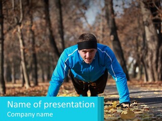 A Man Is Doing Push Ups In The Park PowerPoint Template