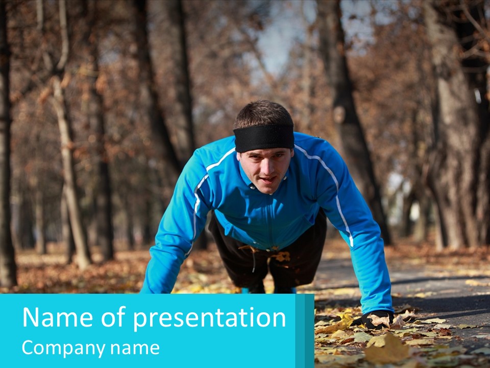 A Man Is Doing Push Ups In The Park PowerPoint Template