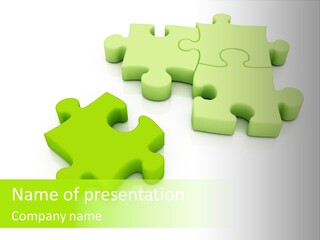 A Group Of Green Puzzle Pieces On A White Background PowerPoint Template