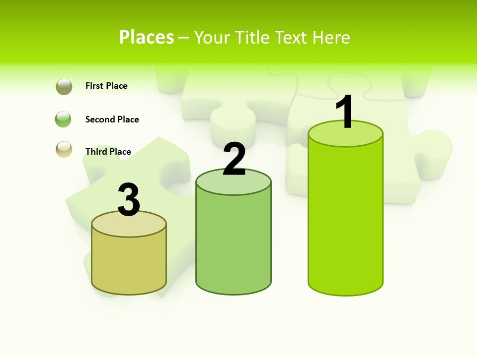 A Group Of Green Puzzle Pieces On A White Background PowerPoint Template