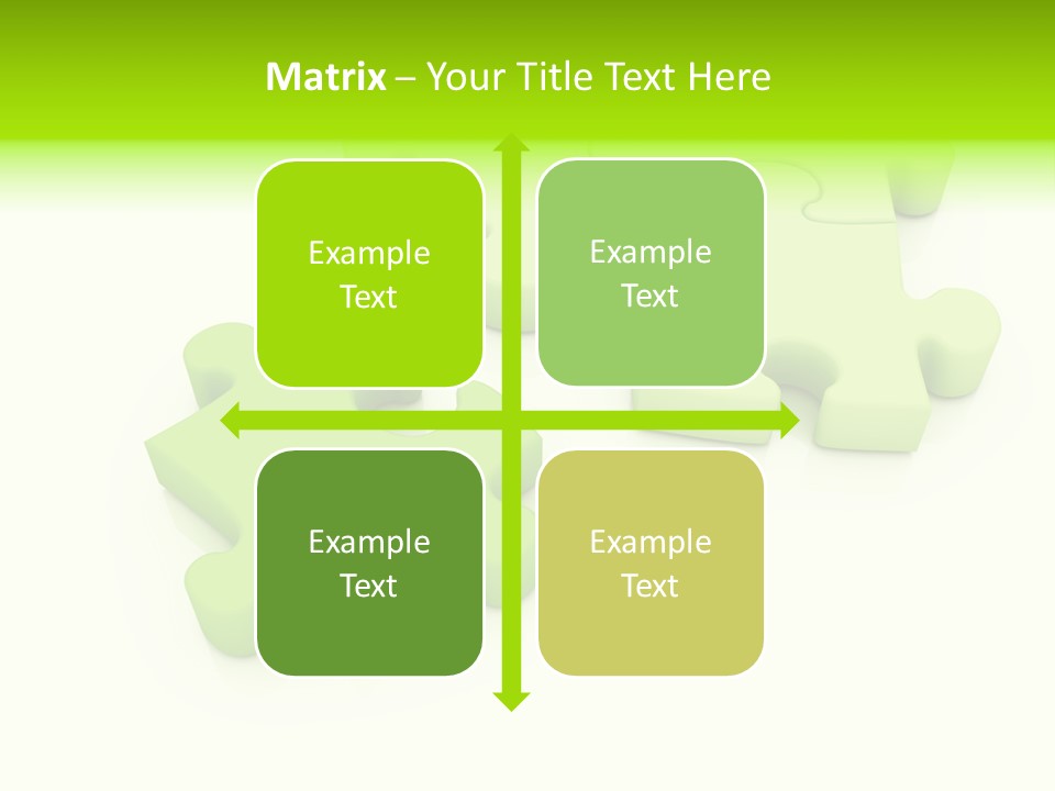 A Group Of Green Puzzle Pieces On A White Background PowerPoint Template