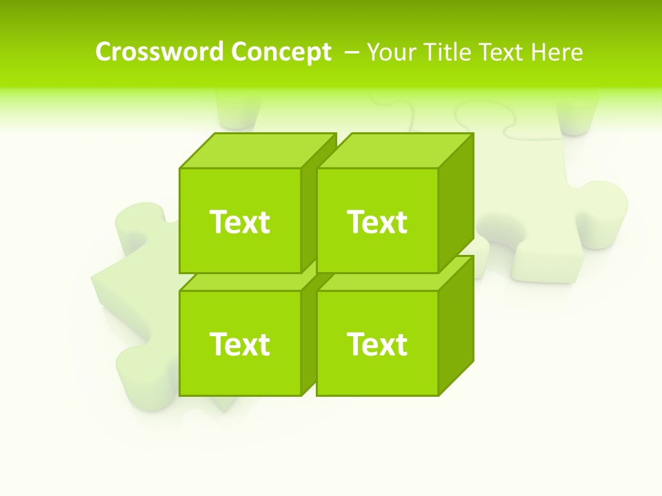 A Group Of Green Puzzle Pieces On A White Background PowerPoint Template