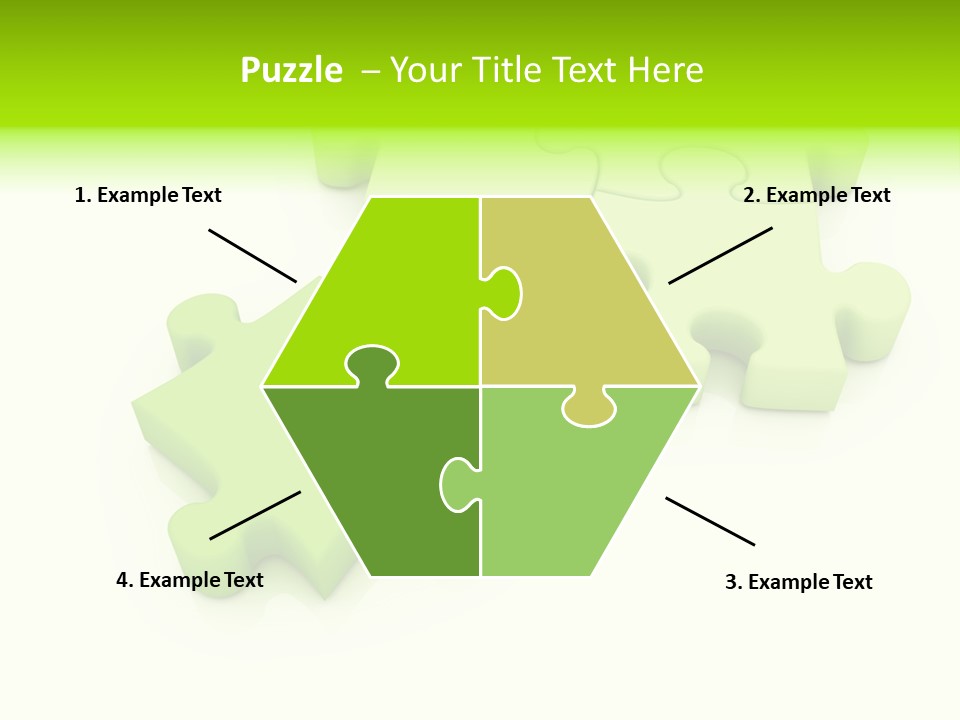A Group Of Green Puzzle Pieces On A White Background PowerPoint Template