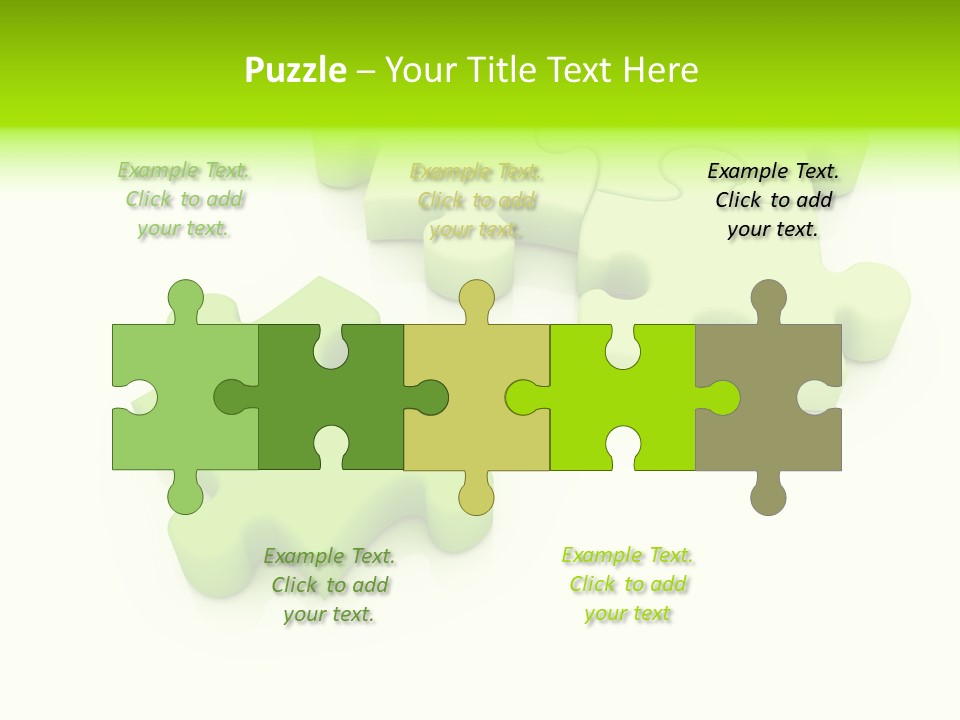 A Group Of Green Puzzle Pieces On A White Background PowerPoint Template