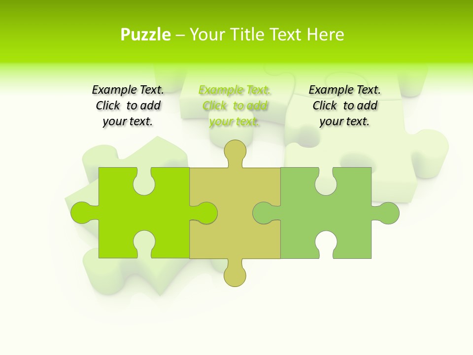 A Group Of Green Puzzle Pieces On A White Background PowerPoint Template