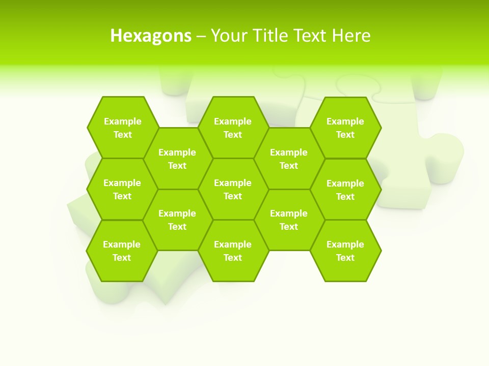 A Group Of Green Puzzle Pieces On A White Background PowerPoint Template