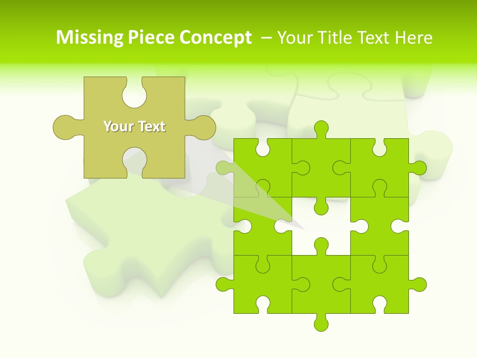 A Group Of Green Puzzle Pieces On A White Background PowerPoint Template