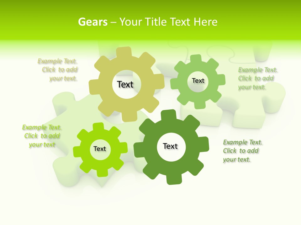 A Group Of Green Puzzle Pieces On A White Background PowerPoint Template