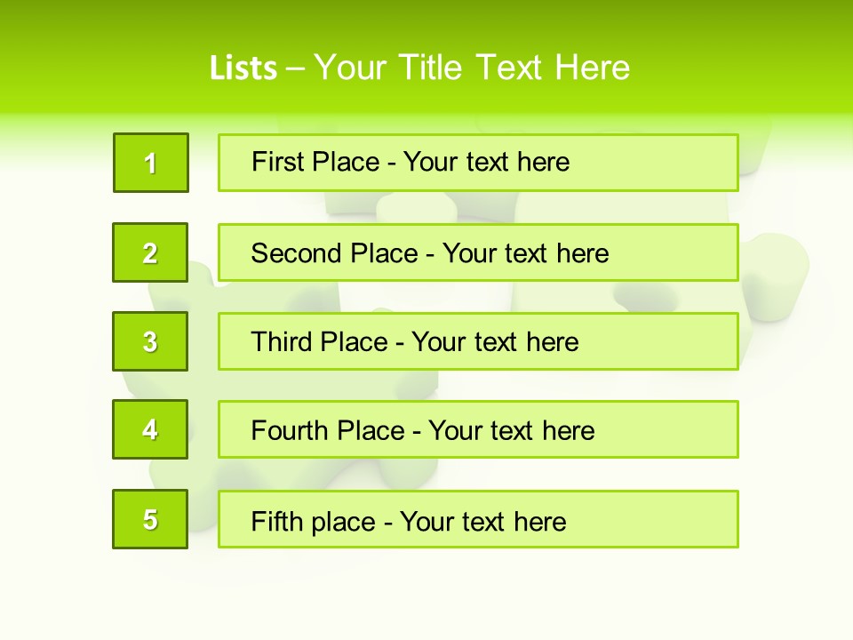 A Group Of Green Puzzle Pieces On A White Background PowerPoint Template