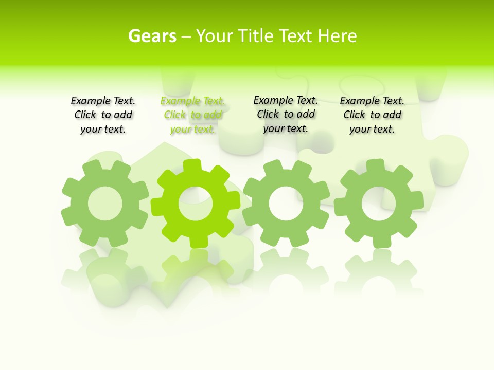 A Group Of Green Puzzle Pieces On A White Background PowerPoint Template
