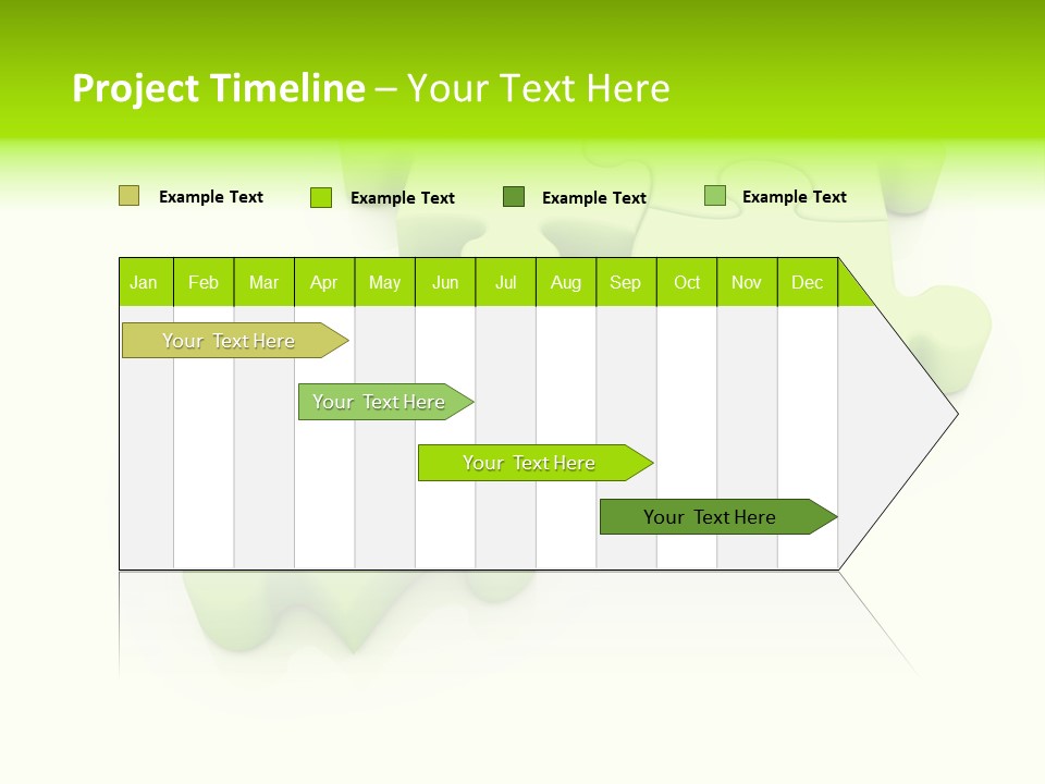 A Group Of Green Puzzle Pieces On A White Background PowerPoint Template