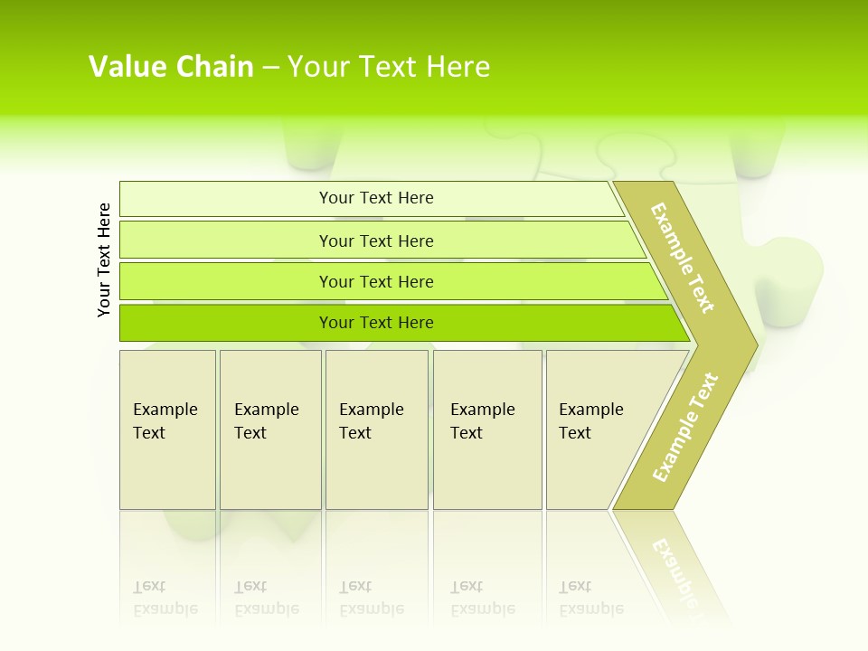 A Group Of Green Puzzle Pieces On A White Background PowerPoint Template