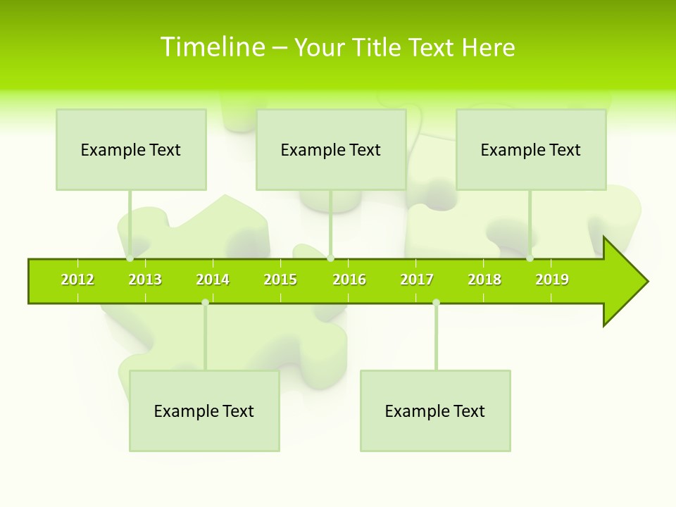 A Group Of Green Puzzle Pieces On A White Background PowerPoint Template