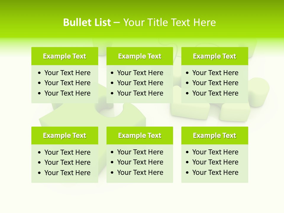 A Group Of Green Puzzle Pieces On A White Background PowerPoint Template