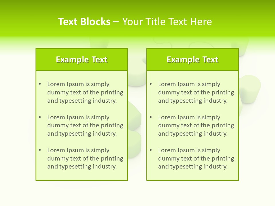 A Group Of Green Puzzle Pieces On A White Background PowerPoint Template