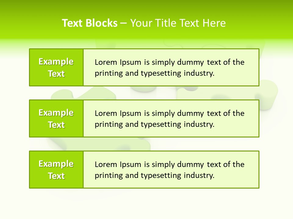 A Group Of Green Puzzle Pieces On A White Background PowerPoint Template