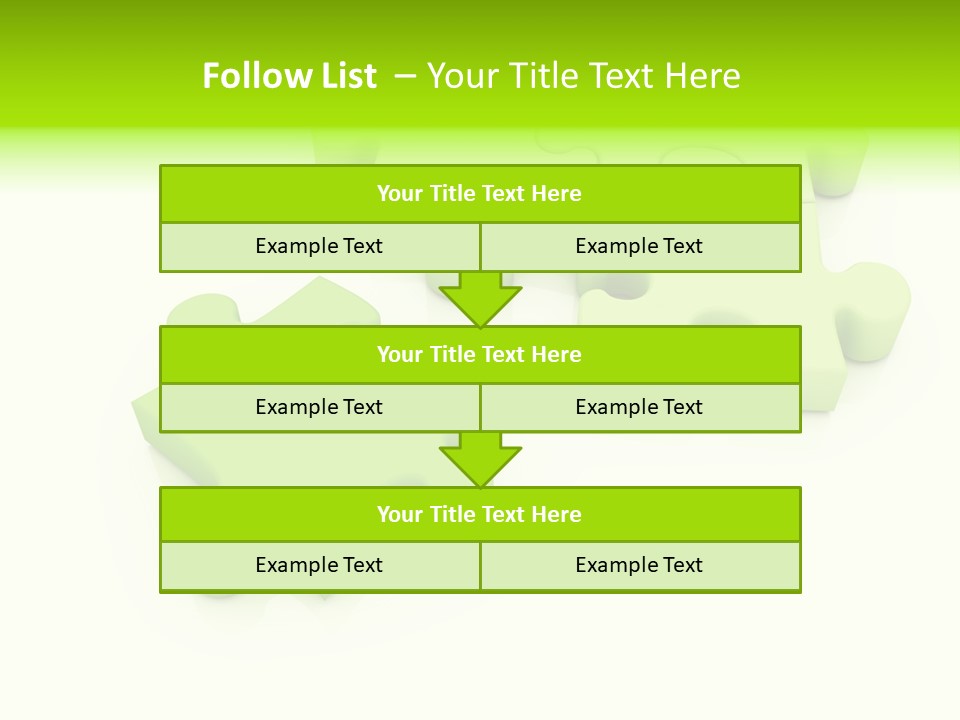 A Group Of Green Puzzle Pieces On A White Background PowerPoint Template